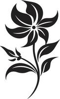 Graceful Floral Accent Monochrome Icon Art Minimalist Flower Silhouette Emblem Design vector