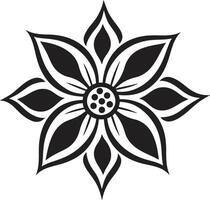 pulcro pétalo emblema icónico monótono detalle elegante flor símbolo negro icono detalle vector