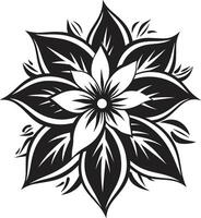 Stylish Monochrome Bloom Iconic Grace Ethereal Flower Impression Emblematic Design vector