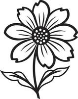 Artistic Floral Gesture Monochrome Vectorized Icon Handcrafted Petal Sketch Black Design Emblem vector