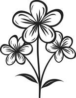 artístico floración gesto mano dibujado monocromo emblema hecho a mano floral contorno negro emblemático bosquejo vector