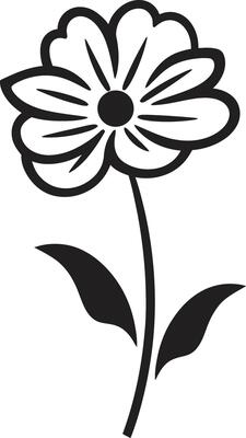 Simple Hand Drawn Flower Monochrome Emblematic Icon Expressive Floral Sketch Black Vectorized Symbol