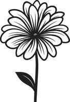 Freehand Sketchy Floral Monochrome Design Logo Sketchy Petal Emblem Black Symbol vector