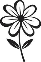 Artistic Bloom Sketch Hand Drawn Logo Doodle Flower Icon Monochrome Symbol vector