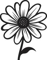 Artisanal Sketchy Bloom Hand Drawn Design Symbol Casual Floral Outline Monochrome Vectorized Icon vector