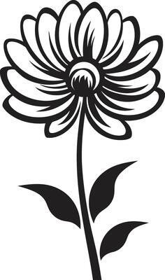 Sketchy Petal Emblem Black Symbol Hand Rendered Bloom Icon Monochrome Emblem Icon