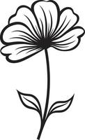 Scribbled Floral Emblem Monochrome Vectorized Icon Artisanal Bloom Sketch Black Hand Drawn Design vector