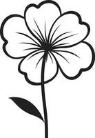 Elegant Hand Drawn Flower Black Designated Emblem Expressive Petal Sketch Monochrome Symbol vector