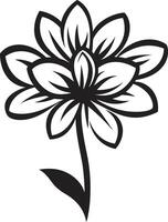 Simple Sketch Flower Black Vectorized Symbol Unrefined Blossom Design Hand Drawn Symbolic Icon vector