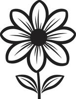 Scribbled Petal Sketch Monochrome Emblematic Design Expressive Doodle Bloom Black Logo vector