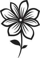 Whimsical Blossom Sketch Black Designated Emblem Artistic Hand Drawn Flower Monochrome Emblematic Symbol vector