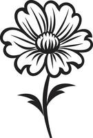 Expressive Floral Sketch Black Vectorized Symbol Freehand Blossom Design Monochrome Sketch Emblem vector