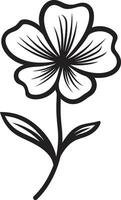 Artistic Handcrafted Bloom Black Emblematic Sketch Casual Freehand Blossom Monochrome Emblem vector