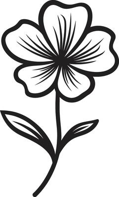 Artistic Handcrafted Bloom Black Emblematic Sketch Casual Freehand Blossom Monochrome Emblem