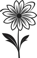Scribbled Bloom Sketch Black Vectorized Symbol Artisanal Floral Outline Hand Drawn Design Icon vector