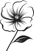 casual a mano florecer monocromo emblema mano dibujado incompleto flor negro diseño vector