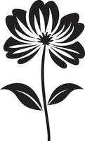 Expressive Bloom Sketch Black Hand Drawn Symbol Freehand Flower Icon Monochrome Design Emblem vector