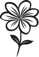 Hand Rendered Flower Emblem Black Sketch Icon Elegant Doodle Petal Monochrome Vectorized Emblem vector