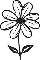 Artisanal Bloom Doodle Hand Drawn Icon Simple Floral Gesture Monochrome Emblematic Sketch vector