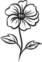 Playful Hand Drawn Flower Black Designated Logo Hand Rendered Floral Design Monochrome Emblem vector