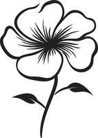 hecho a mano floral contorno negro emblemático bosquejo garabateado flor bosquejo monocromo icono vector