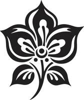 singular pétalo icono negro emblema artístico floral elegante monótono vector