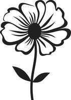 Freehand Vectorized Petal Black Sketch Icon Elegant Sketchy Bloom Monochrome Emblematic Symbol vector