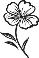 Scribbled Doodle Flower Black Emblem Artisanal Sketchy Bloom Hand Drawn Design Symbol vector