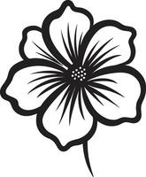 juguetón a mano florecer negro emblemático bosquejo garabateado floral emblema monocromo vectorizado icono vector