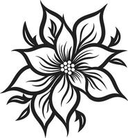 Ethereal Petal Impression Emblematic Design Detail Singular Blossom Element Black Icon Detail vector