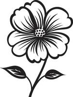 Scribbled Floral Outline Monochrome Designated Icon Freehand Vectorized Petal Black Sketch Icon vector