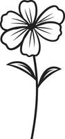 Freehand Floral Emblem Monochrome Sketch Whimsical Blossom Sketch Black Designated Emblem vector