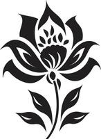 Sophisticated Bloom Mark Black Icon Detail Minimalistic Petal Emblematic Mark vector