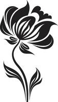 Sleek Floral Emblem Iconic Monotone Chic Petal Design Black Icon vector