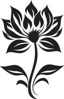 Sophisticated Floral Detail Monochrome Mark Elegant Blossom Icon Iconic Emblem Detail vector