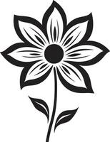 Monochrome Bloom Detail Iconic Emblem Mark Stylish Blossom Emblem Black Detail vector