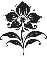 Sophisticated Floral Design Monochrome Art Elegant Blossom Mark Iconic Emblem Style vector