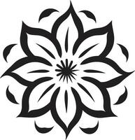 Chic Bloom Emblem Iconic Monochrome Detail Monochrome Petal Detail Black Emblem Mark vector