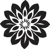 botánico elegancia icónico emblema detalle agraciado flor negro símbolo detalle vector