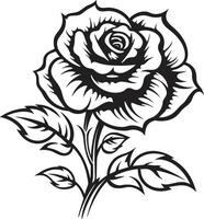 floral noir emblema solitario floración monocromo icónico Arte vector