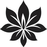 Stylish Botanical Mark Black Icon Emblem Single Petal Styling Iconic Detail vector
