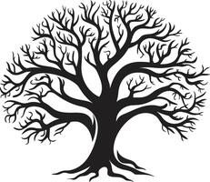elegante follaje emblema monocromo símbolo minimalista árbol emblemático detalle vector