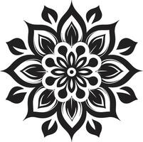 Monochrome Floral Icon Stylish Detail Stylish Monochrome Bloom Emblematic Mark vector