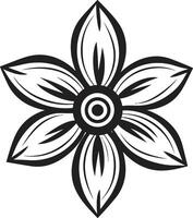 Artisanal Blossom Doodle Hand Drawn Icon Simple Floral Gesture Monochrome Emblematic Sketch vector
