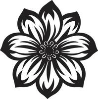 Freehand Floral Design Monochrome Emblem Whimsical Bloom Sketch Black Designated Icon vector