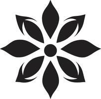 Botanical Essence Iconic Emblem Graceful Flower Detail Black Emblem Mark vector