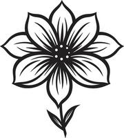 Simple Floral Gesture Monochrome Emblematic Sketch Expressive Flower Sketch Black Design Logo vector