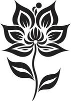 singular flor peinado emblemático diseño botánico encanto negro emblemático símbolo vector