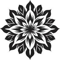 Monochrome Floral Styling Emblematic Mark Stylish Petal Emblem Elegant Detail vector