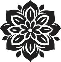 Elegant Floral Mark Stylish Emblem Detail Chic Petal Emblem Monochrome Iconic Detail vector